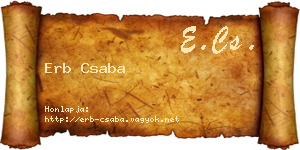 Erb Csaba névjegykártya